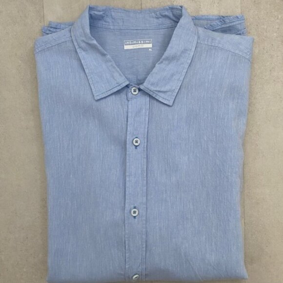 INTIMISSIMI Uomo Light Blue Linen/Cotton Button Up Shirt XL - Picture 4 of 14